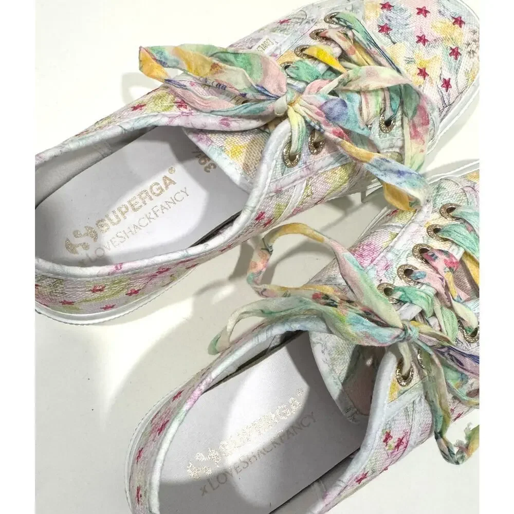 LoveShackFancy x Superga Floral Embroidered Low Top Sneakers Feminine Size 8.5